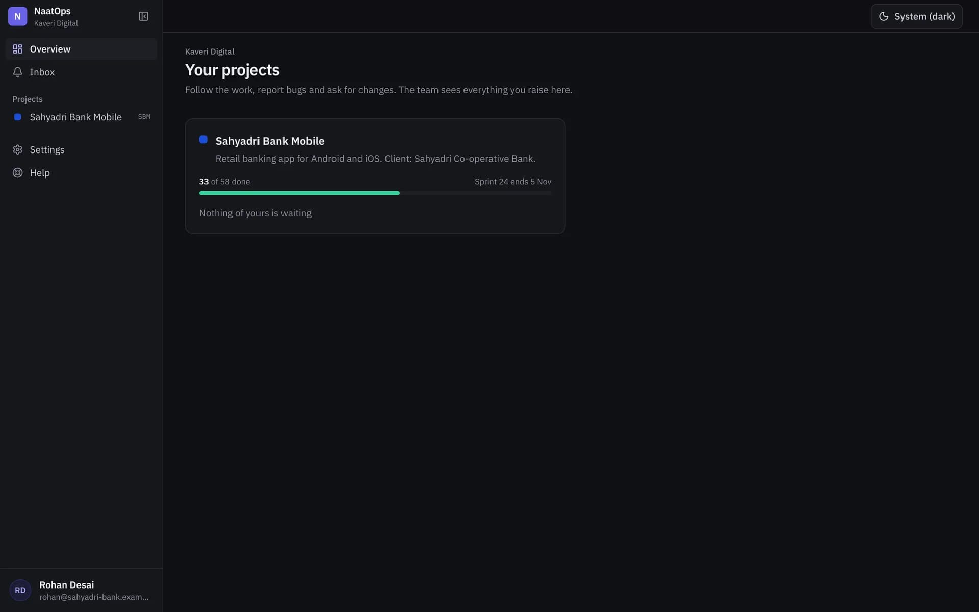 The client portal with shared projects and releases