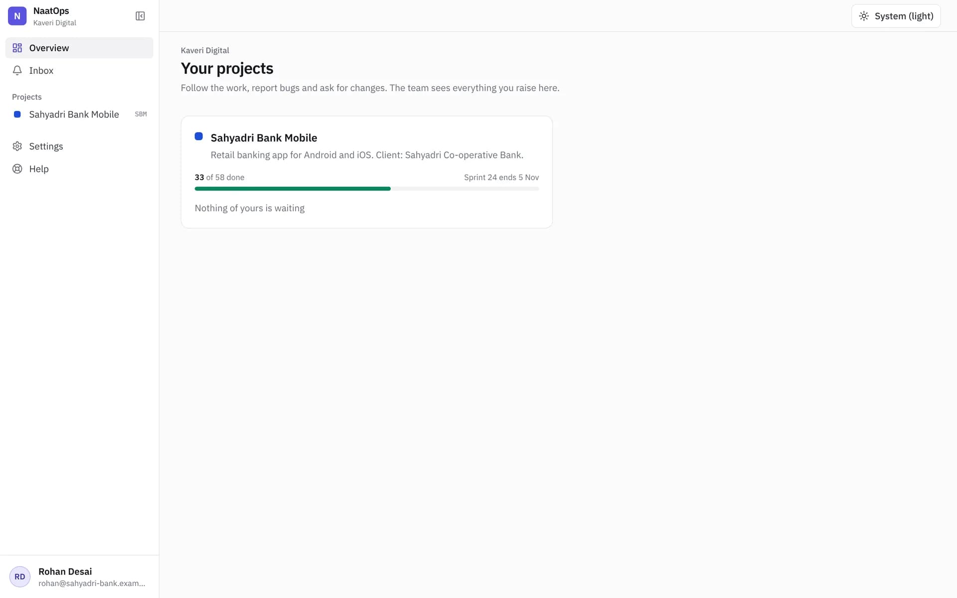 The client portal with shared projects and releases