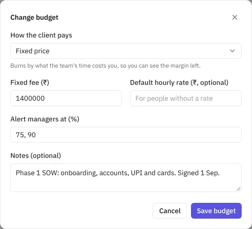 Setting a fixed-price budget