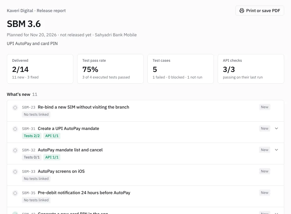 A client release report
