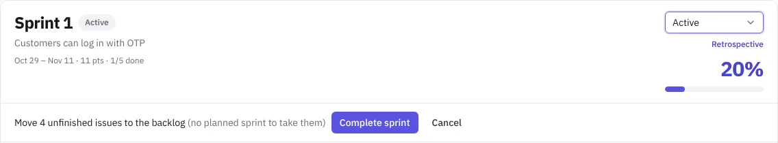 Closing a sprint