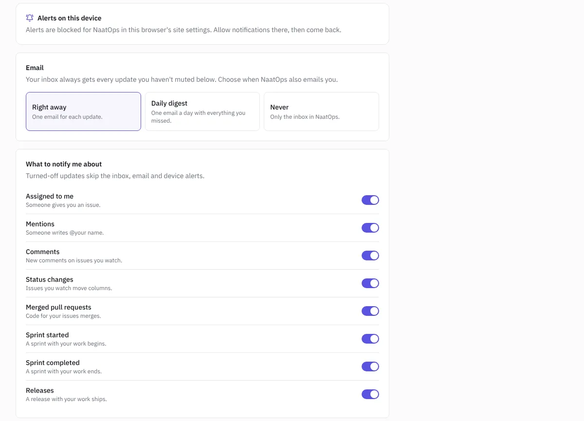 Notification settings