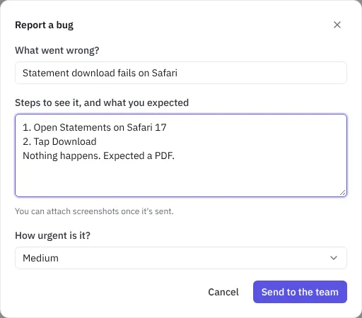 A client reporting a bug
